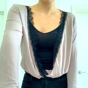 Tan & Black V Neck Shirt